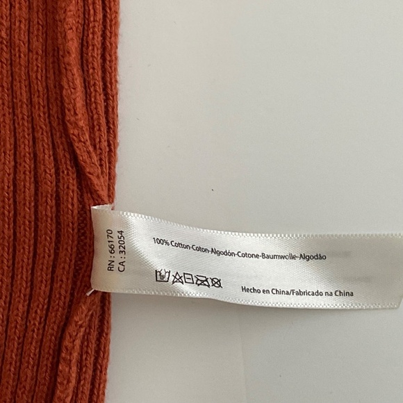 Free People One Ribbed Knit Tank Top Sz S Burnt Orange V-Neck Crop Cotton Boho - Picture 7 of 7